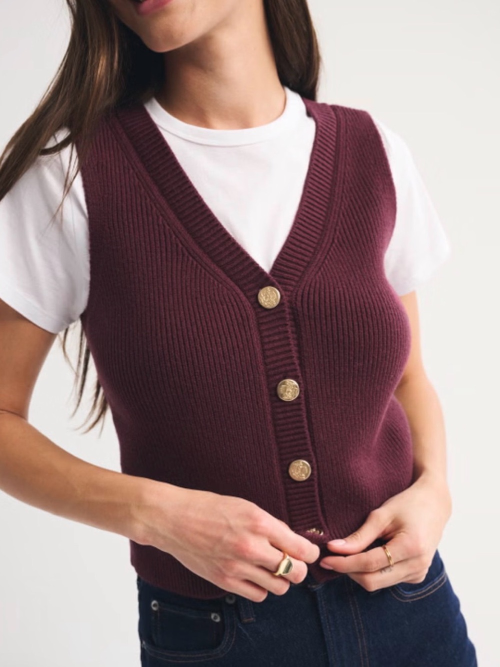 NWT Abercrombie Sleeveless V-Neck Rib Knit Vest - Sz Small - Picture 3 of 9